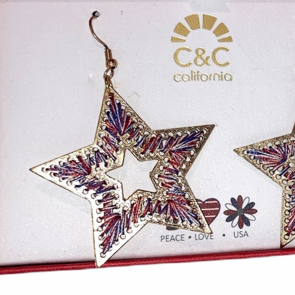 C&C California Handwoven String Art Earrings with box